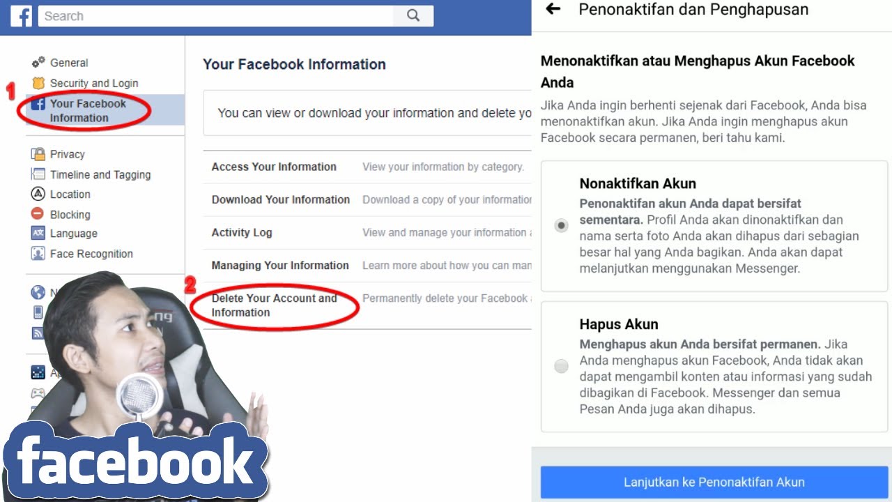 cara menghapus akun facebook